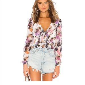 House of Harlow x Revolve - Deborah Blouse in Lavender Floral